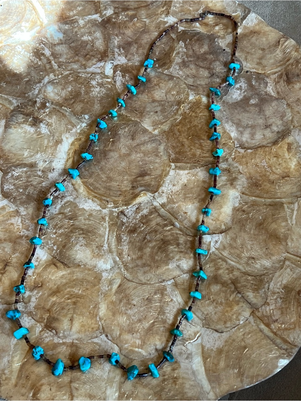 Genuine vintage Kingsman Turquoise Chip Bead Necklace 29” approx